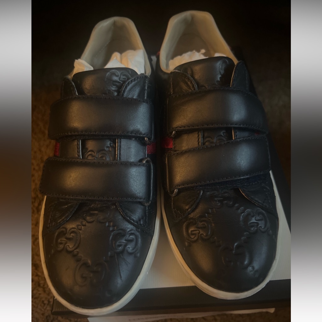 Unisex Gucci Children's Ace Sneaker With Double G Velcro Strap